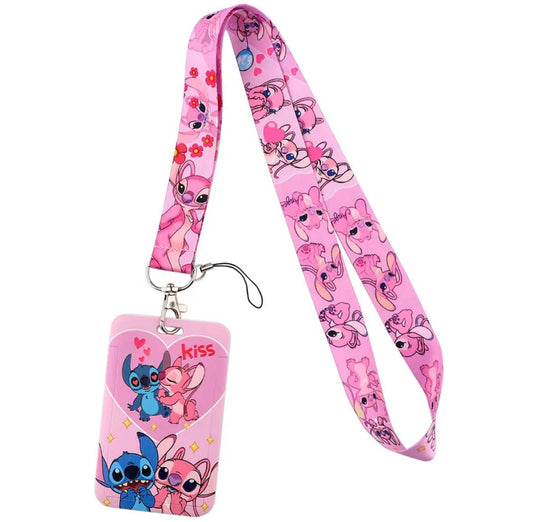 Porta Credencial de Stitch Rosado