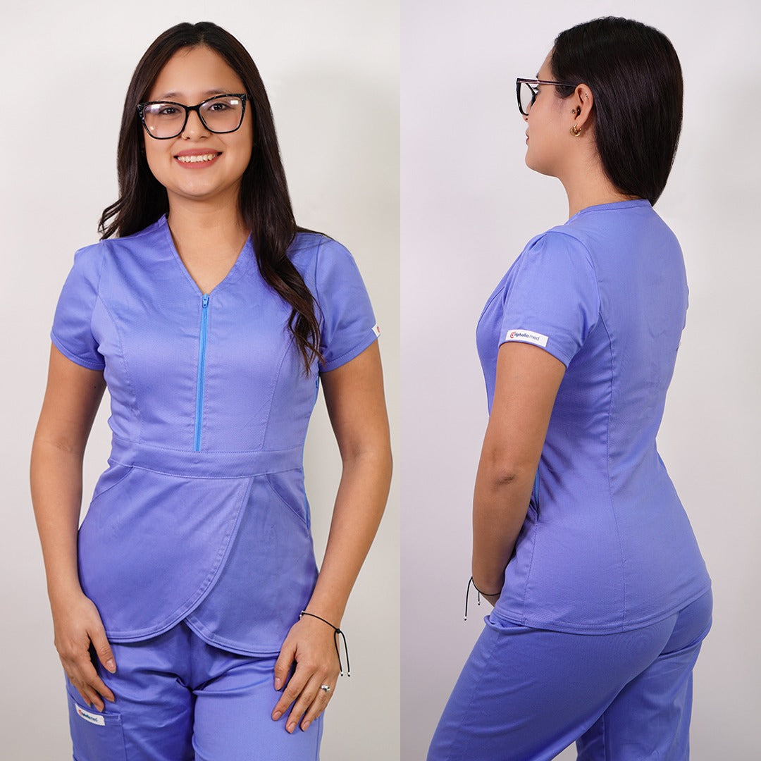 Delantal Algodón Tulipán Celeste