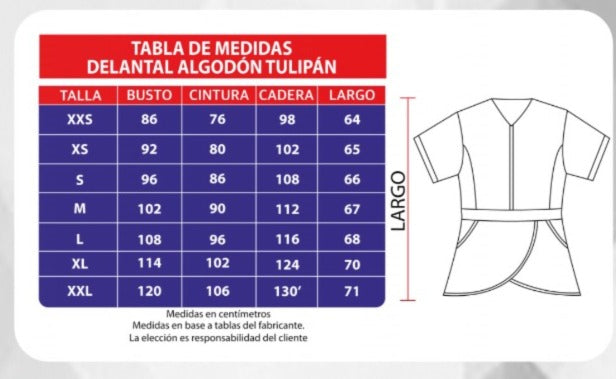 Delantal Algodón Tulipán Celeste
