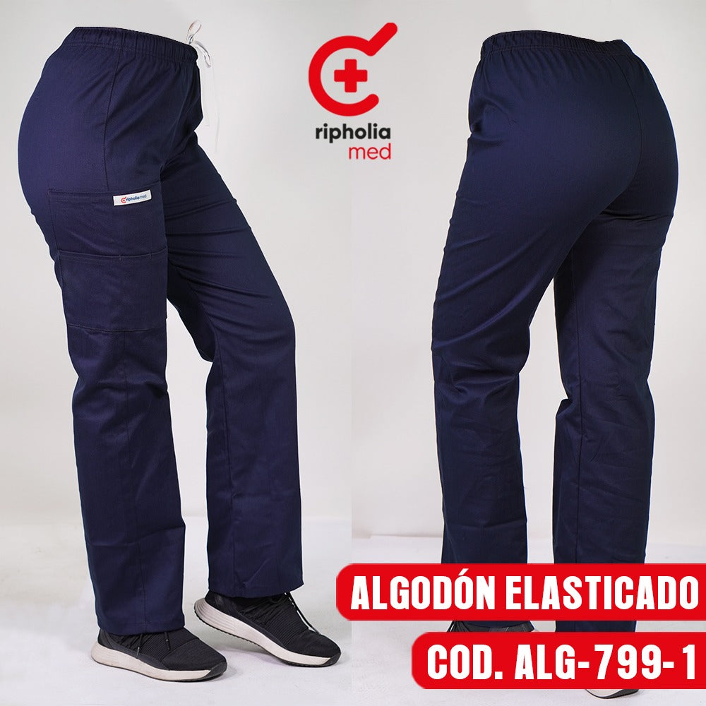 Pantalón Recto Algodón Azul Marino