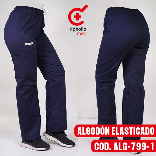 Pantalón Recto Algodón Azul Marino
