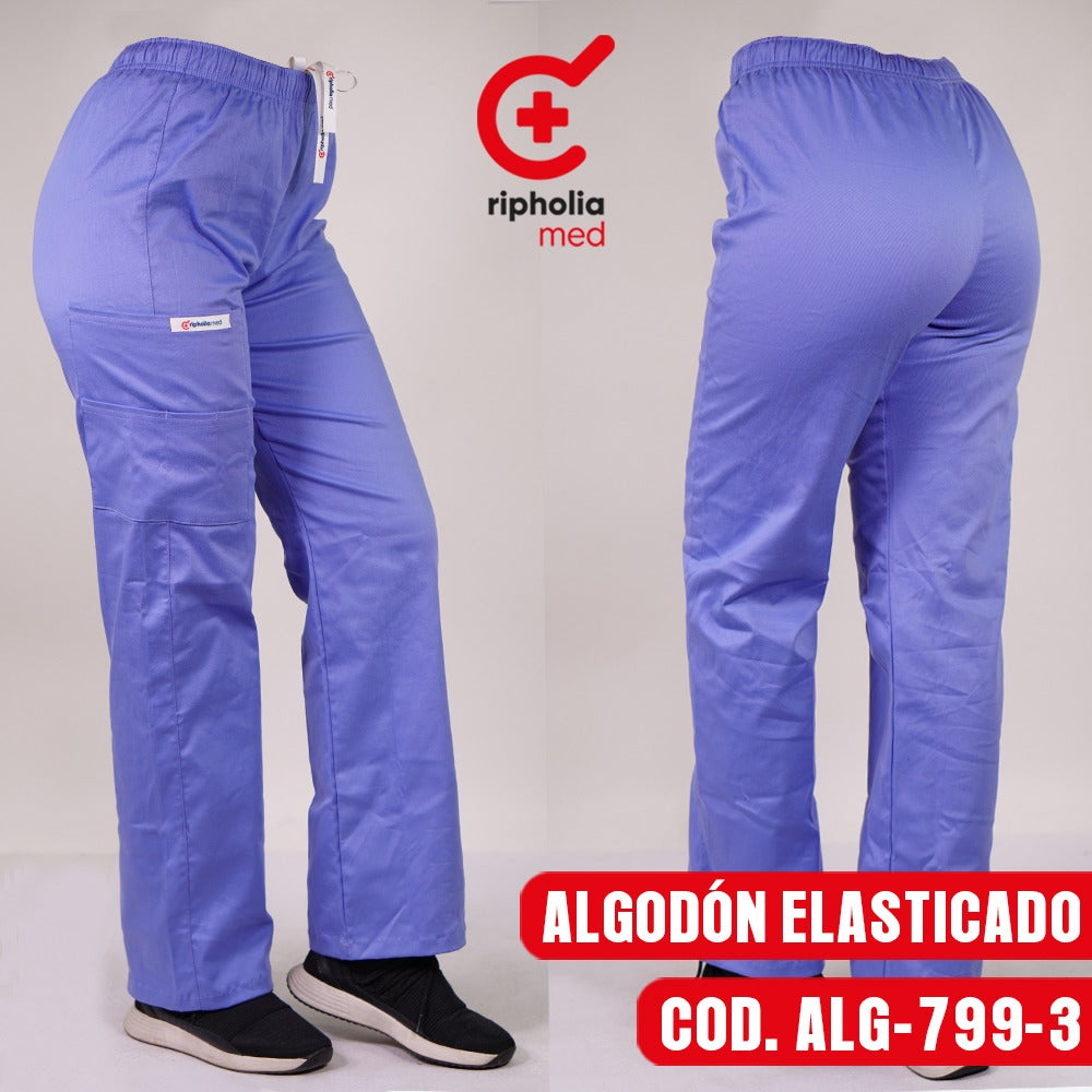 Pantalón Recto Algodón Celeste
