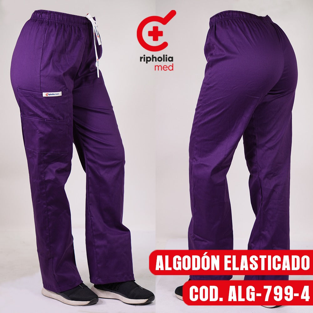 Pantalón Recto Algodón Morado