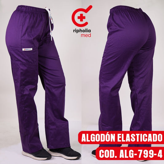 Pantalón Recto Algodón Morado