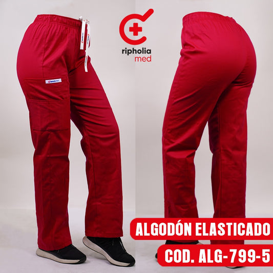 Pantalón Recto Algodón Rojo