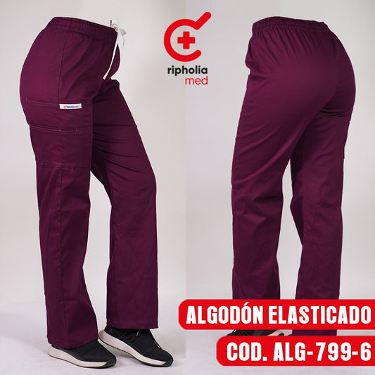 Pantalón Recto Algodón Burdeo