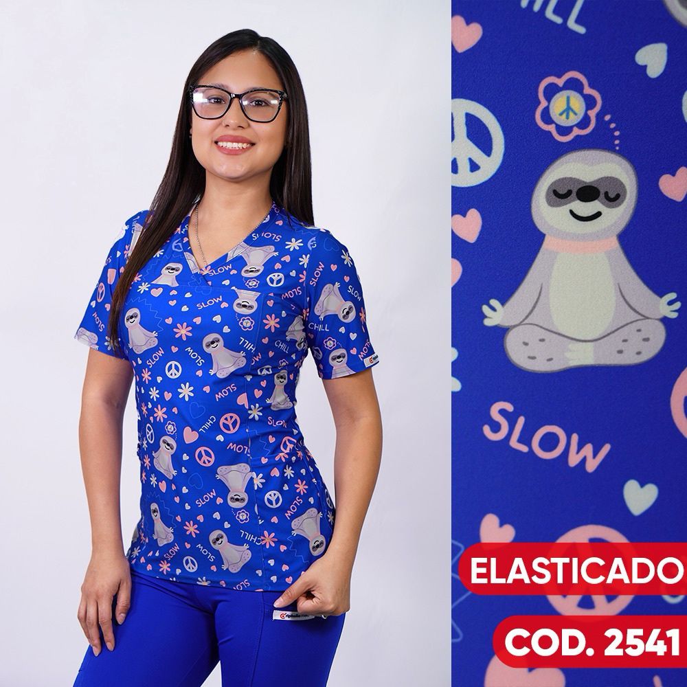 Delantal Elasticado Azul Rey. Cod: 2541