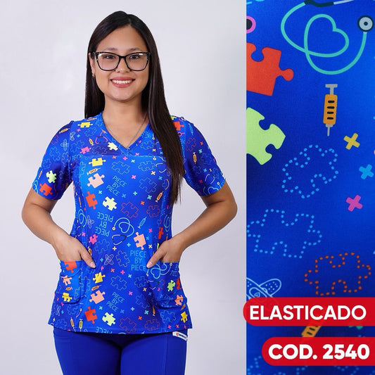 Delantal Elasticado Azul Rey. Cod: 2540
