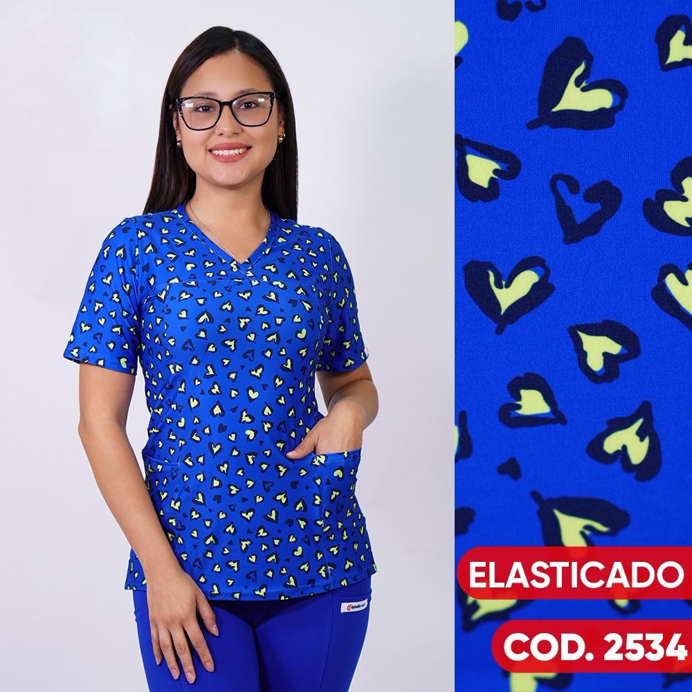 Delantal Elasticado Azul Rey. Cod: 2534