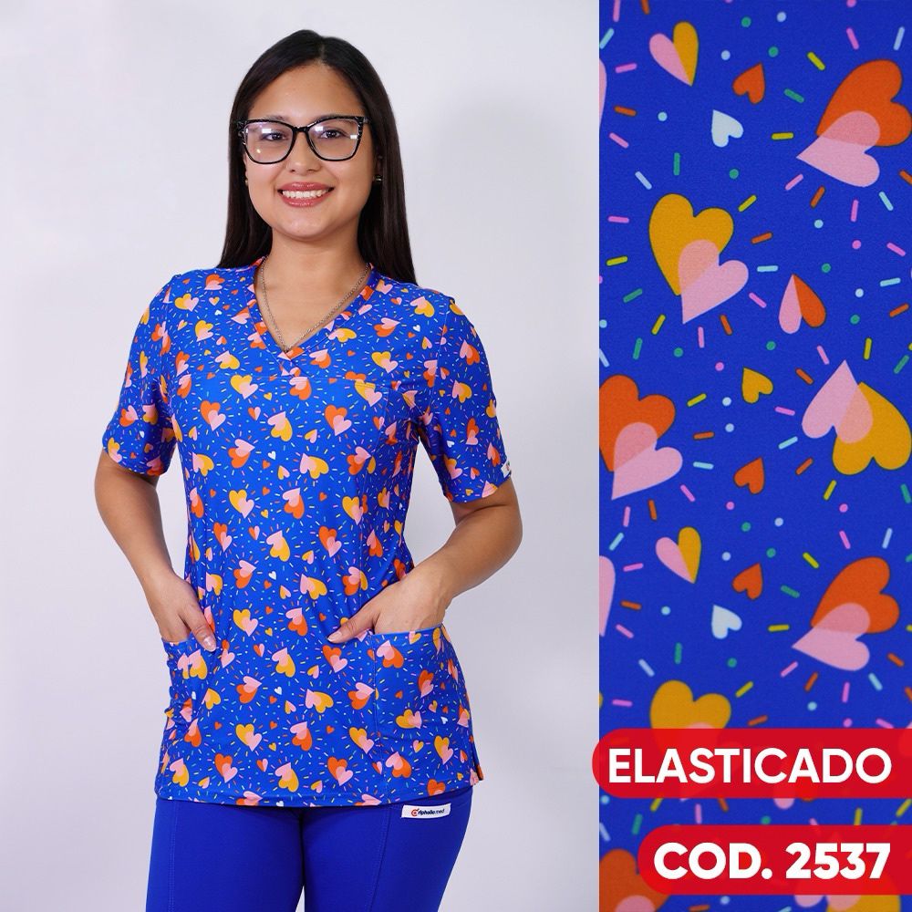 Delantal Elasticado Azul Rey. Cod: 2537