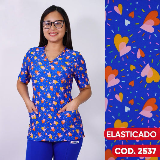Delantal Elasticado Azul Rey. Cod: 2537