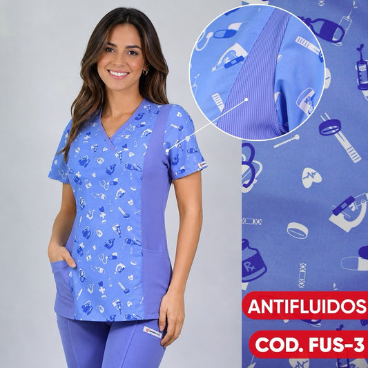 Delantal Estampado Antifluidos Celeste