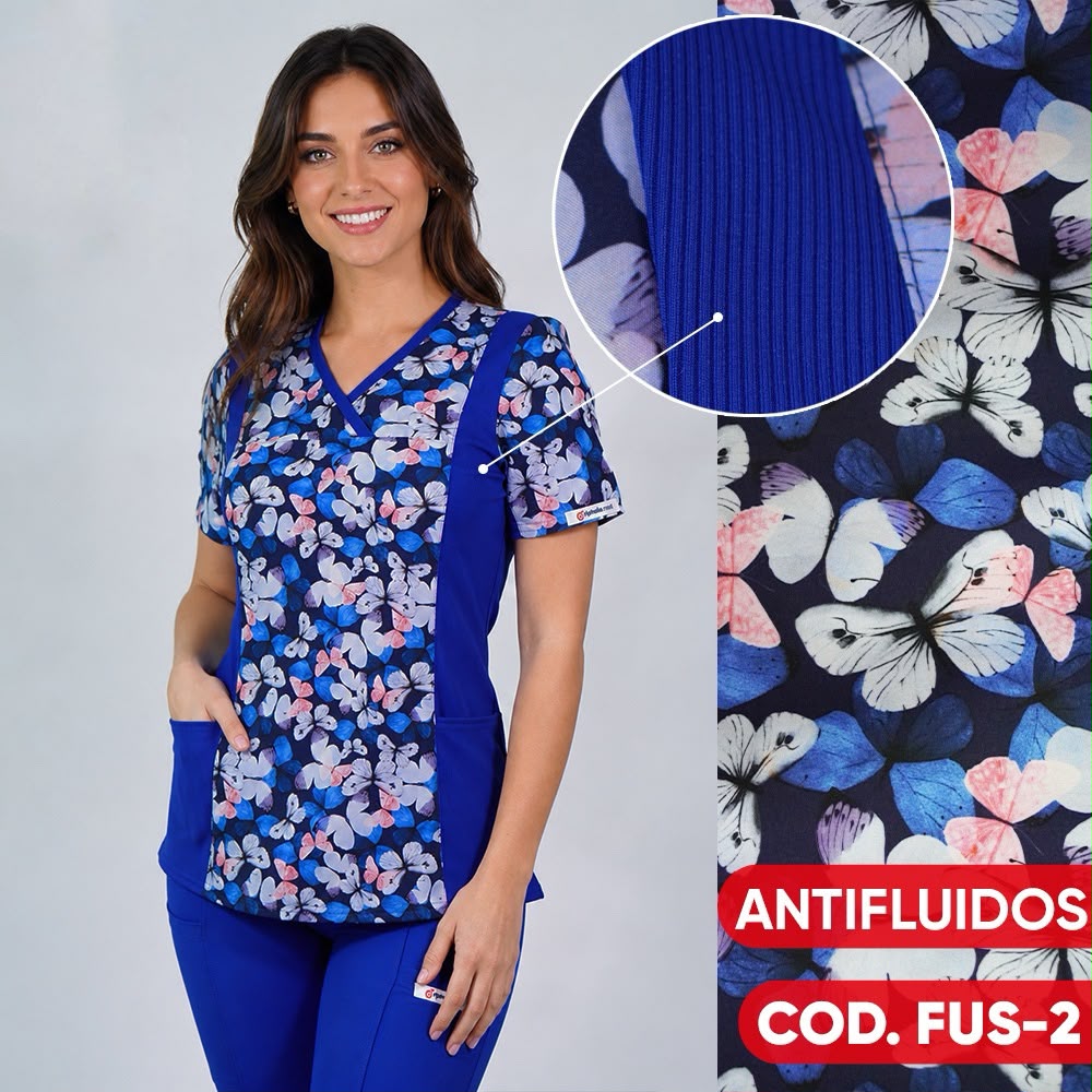Delantal Estampado Antifluidos Azul Rey