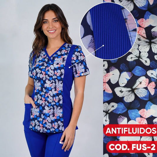 Delantal Estampado Antifluidos Azul Rey