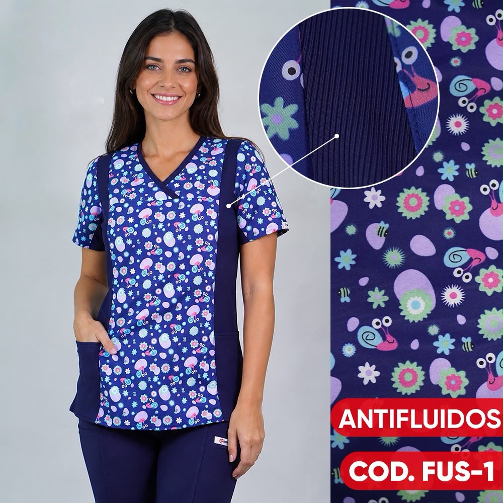 Delantal Estampado Antifluidos Azul Marino