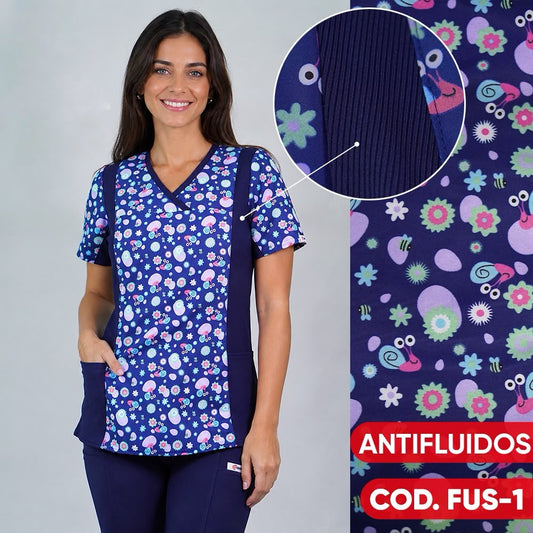 Delantal Estampado Antifluidos Azul Marino