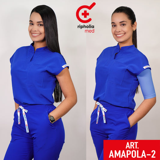 Delantal Antifluido Amapola Azul Rey