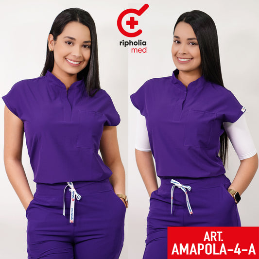 Delantal Antifluido Amapola Morado Oscuro