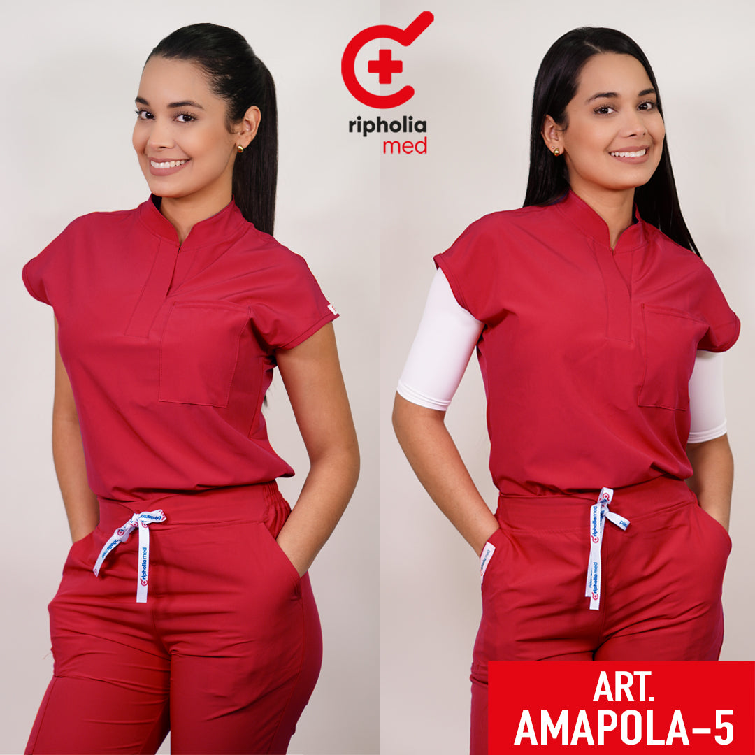 Delantal Antifluido Amapola Rojo