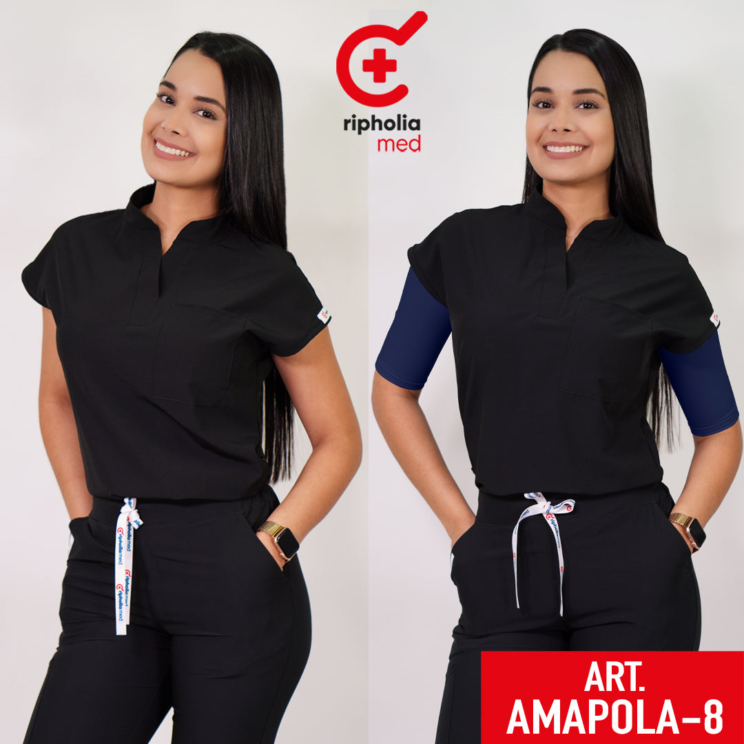 Delantal Antifluido Amapola Negro