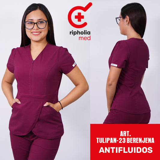 Delantal Antifluidos Tulipán Berenjena